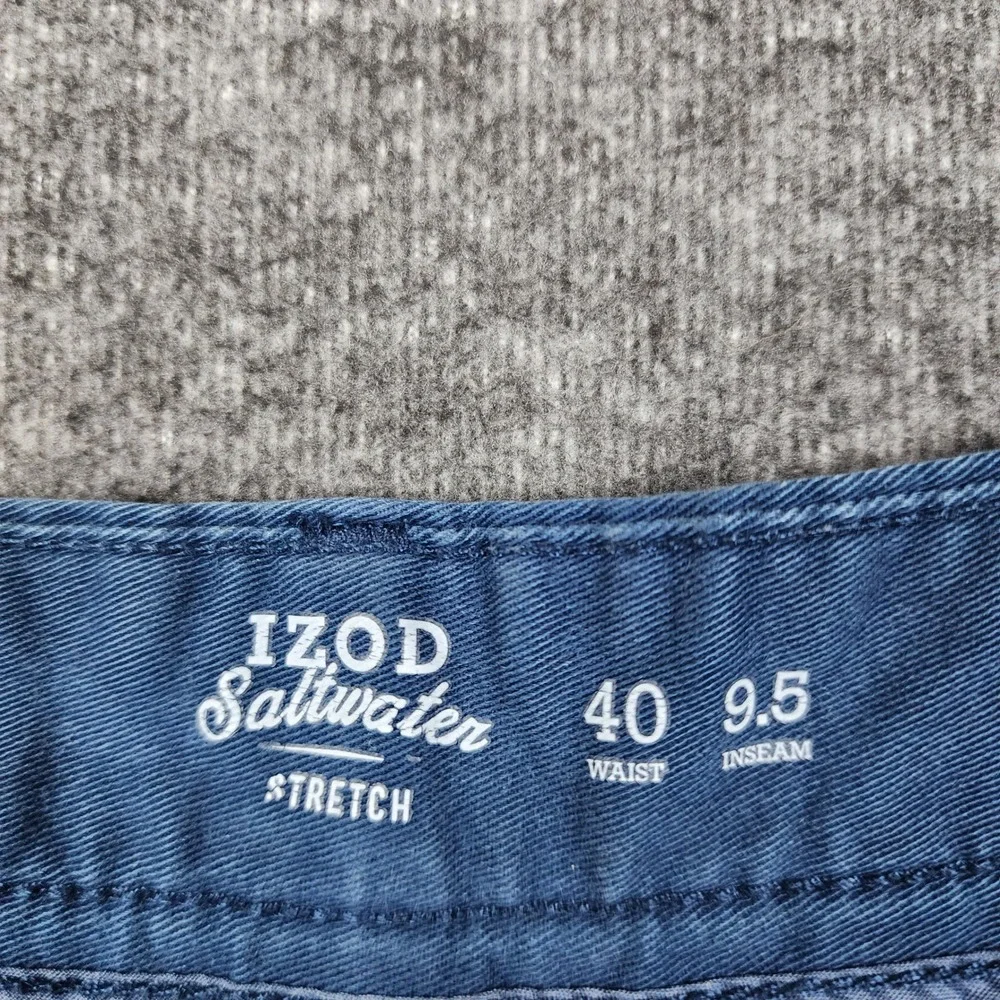 Izod Saltwater Chino Shorts Mens 40 Blue Stretch‎ Cotton Blend 9.5 Inseam
